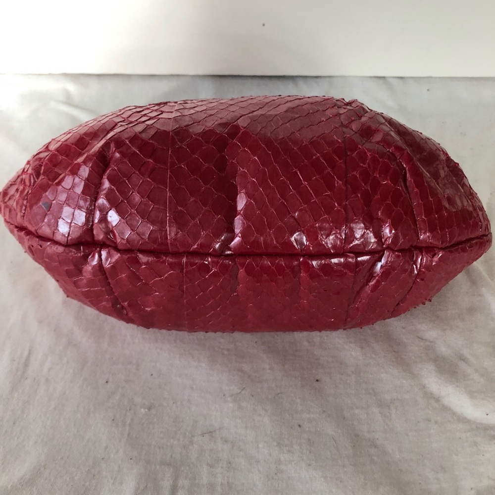 Red Women's Python-Texture Cosmetic Pouch - Picture 6 of 8